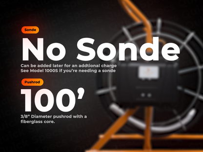 Image detailing the specs of Model 100 - No Sonde - 100 feet - 3/8" Pushrod
